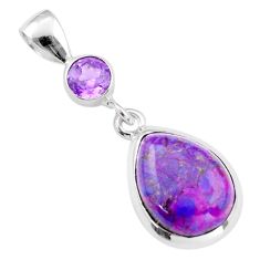 Clearance Sale- 9.73cts natural purple mojave turquoise amethyst 925 silver pendant u6541