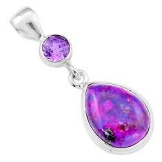 Clearance Sale- 10.17cts natural purple mojave turquoise amethyst 925 silver pendant u6549