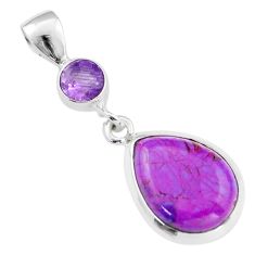 Clearance Sale- 9.27cts natural purple mojave turquoise amethyst 925 silver pendant u6554