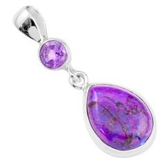 Clearance Sale- 9.61cts natural purple mojave turquoise amethyst 925 silver pendant u6557