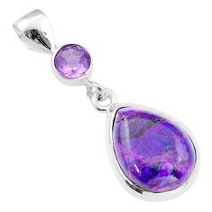 Clearance Sale- 10.14cts natural purple mojave turquoise amethyst 925 silver pendant u6558