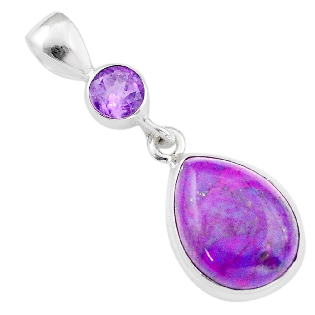  purple mojave turquoise pear amethyst 925 silver pendant u6545