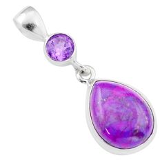 Clearance Sale- 10.14cts natural purple mojave turquoise pear amethyst 925 silver pendant u6545