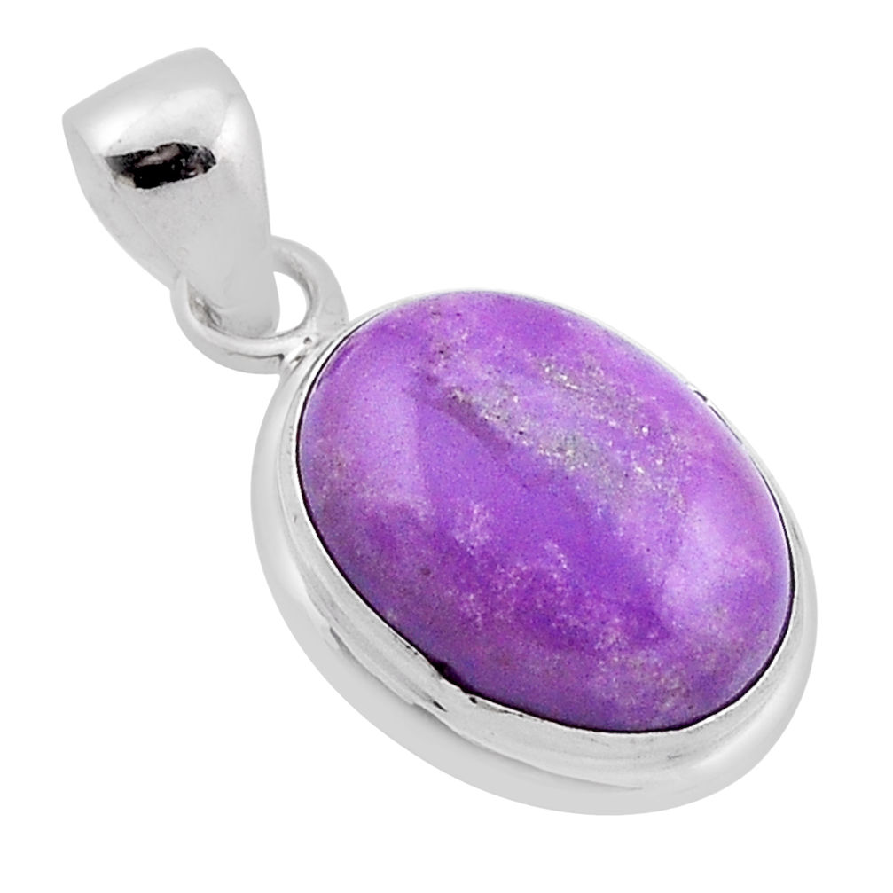 9.18cts natural purple phosphosiderite (hope stone) 925 silver pendant n47041