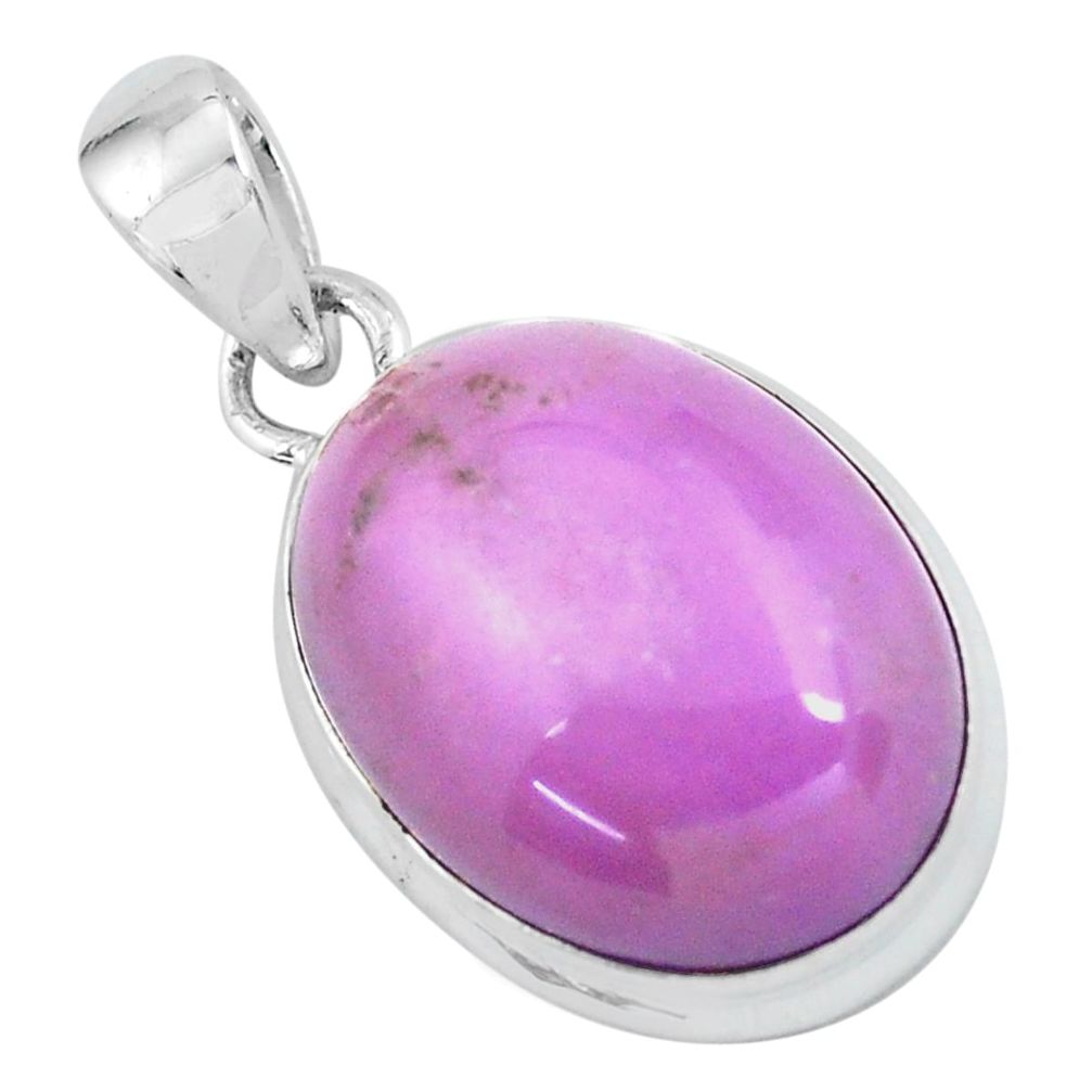 16.20cts natural purple phosphosiderite (hope stone) 925 silver pendant p59481
