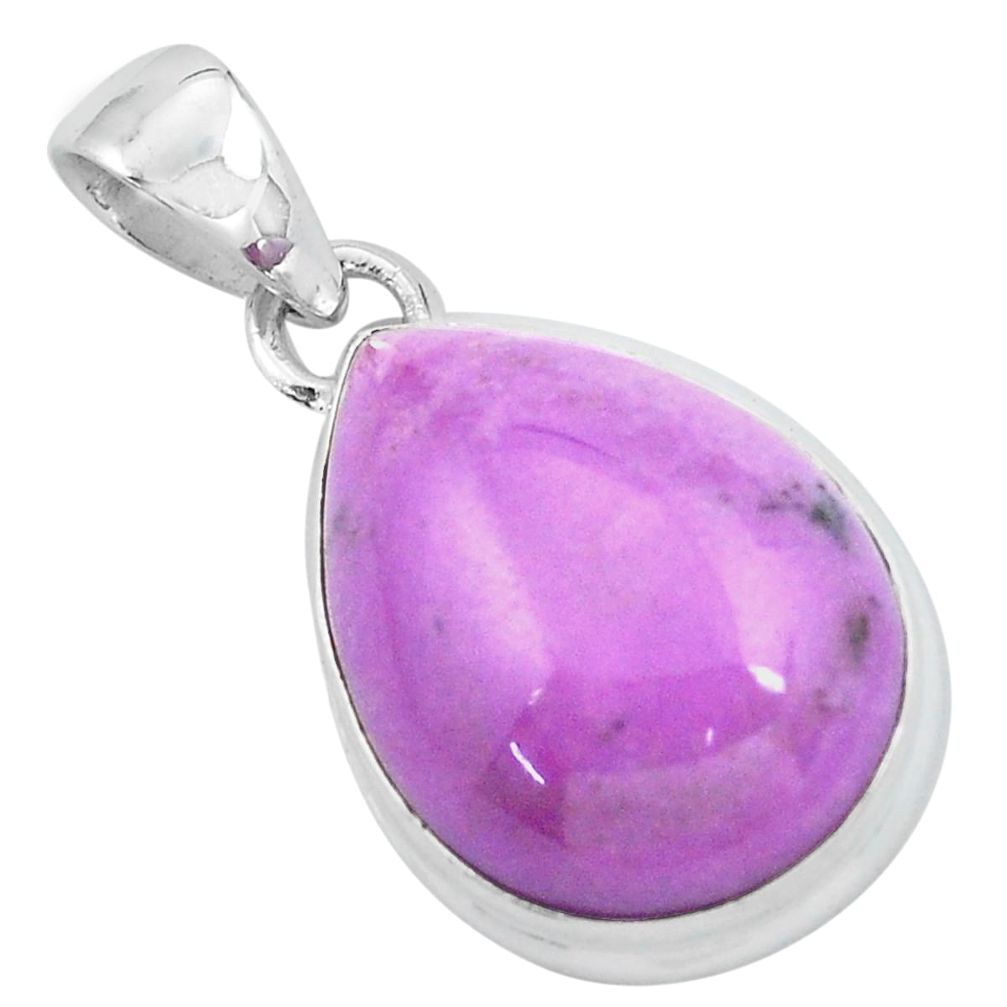 14.68cts natural purple phosphosiderite (hope stone) 925 silver pendant p59492