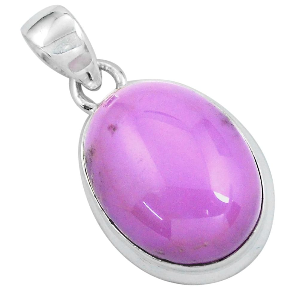 16.73cts natural purple phosphosiderite (hope stone) 925 silver pendant p59494