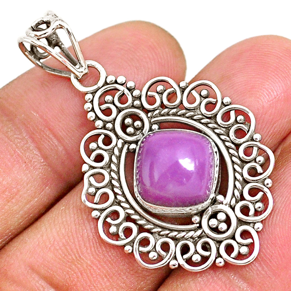 5.28cts natural purple phosphosiderite (hope stone) 925 silver pendant r93921