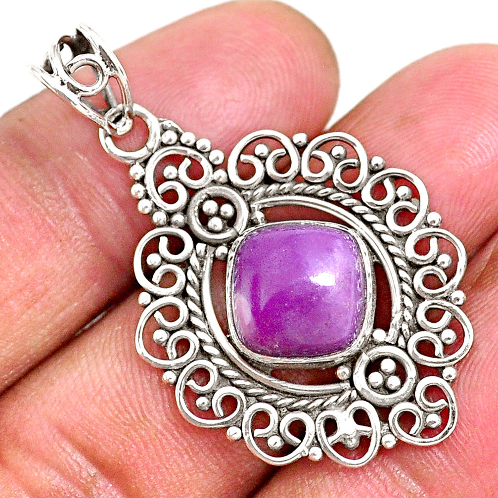 5.52cts natural purple phosphosiderite (hope stone) 925 silver pendant r93923