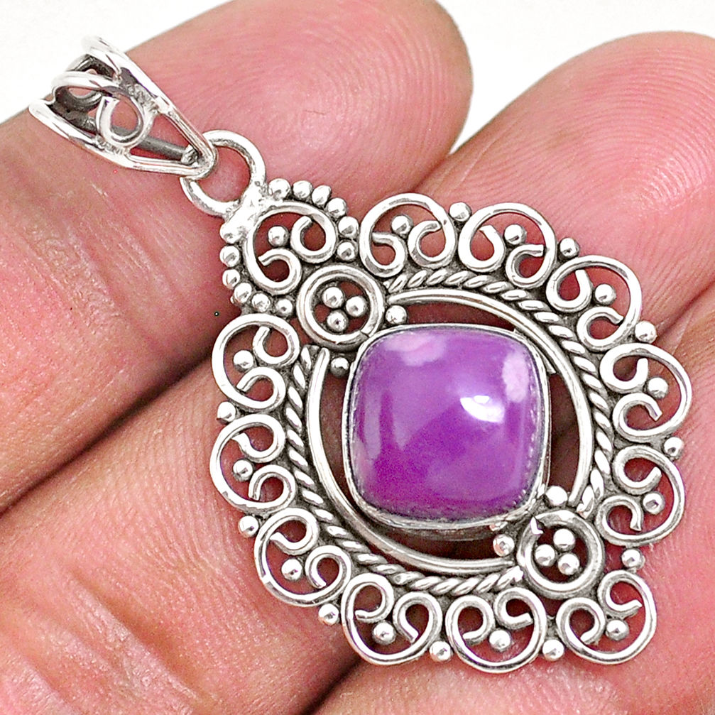 5.52cts natural purple phosphosiderite (hope stone) 925 silver pendant r93925