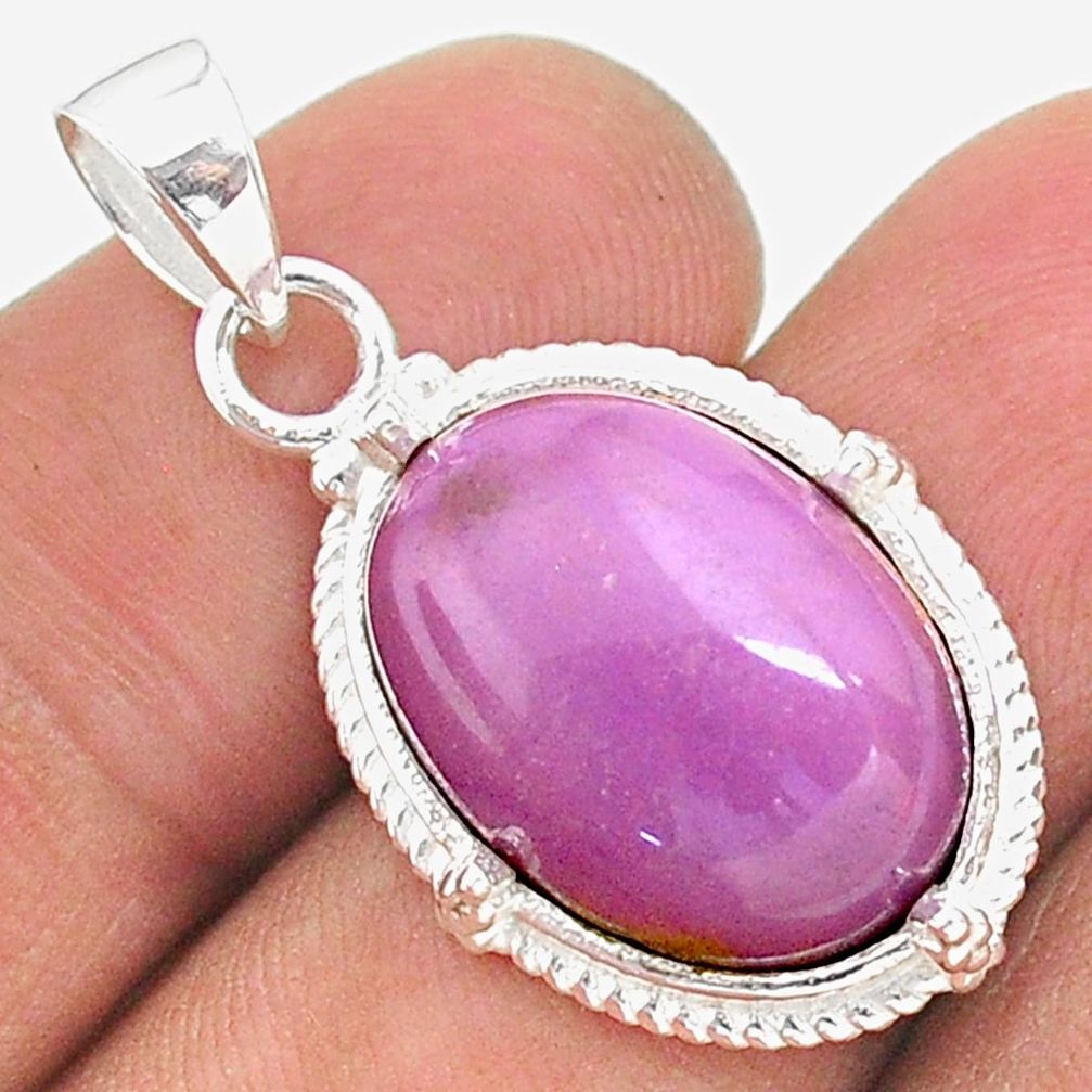 13.15cts natural purple phosphosiderite (hope stone) 925 silver pendant t35742