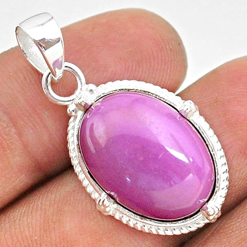 14.57cts natural purple phosphosiderite (hope stone) 925 silver pendant t35749