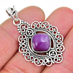 5.13cts natural purple phosphosiderite (hope stone) 925 silver pendant y6389