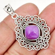 5.27cts natural purple phosphosiderite (hope stone) 925 silver pendant y8601