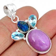 14.26cts natural purple phosphosiderite topaz apatite rough silver pendant y8621