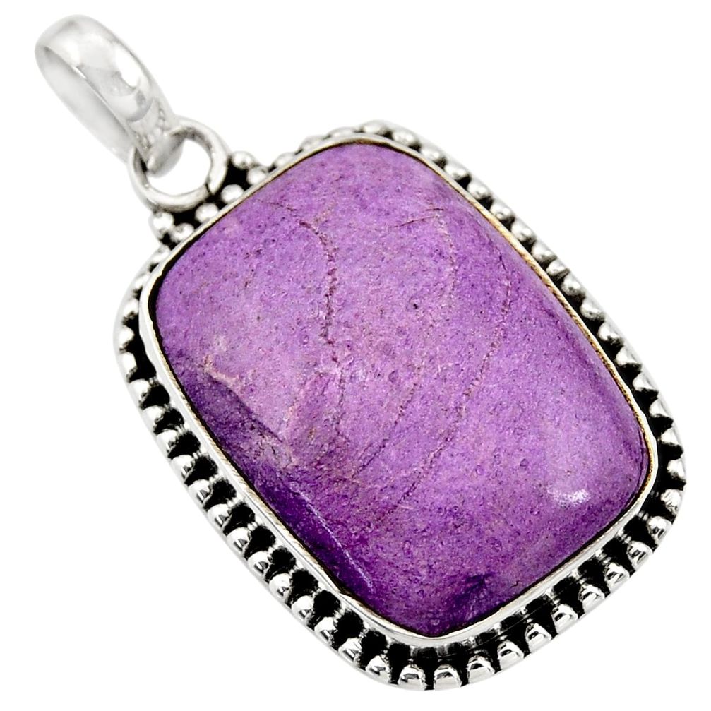 16.73cts natural purple purpurite 925 sterling silver pendant jewelry d42162
