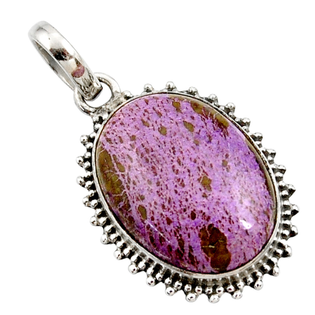 15.60cts natural purple purpurite 925 sterling silver pendant jewelry r27643