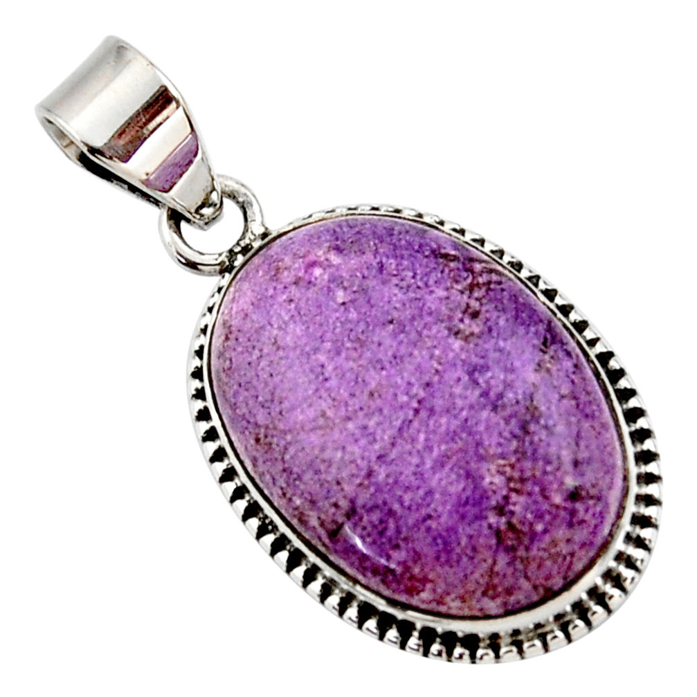 15.65cts natural purple purpurite 925 sterling silver pendant jewelry r27648