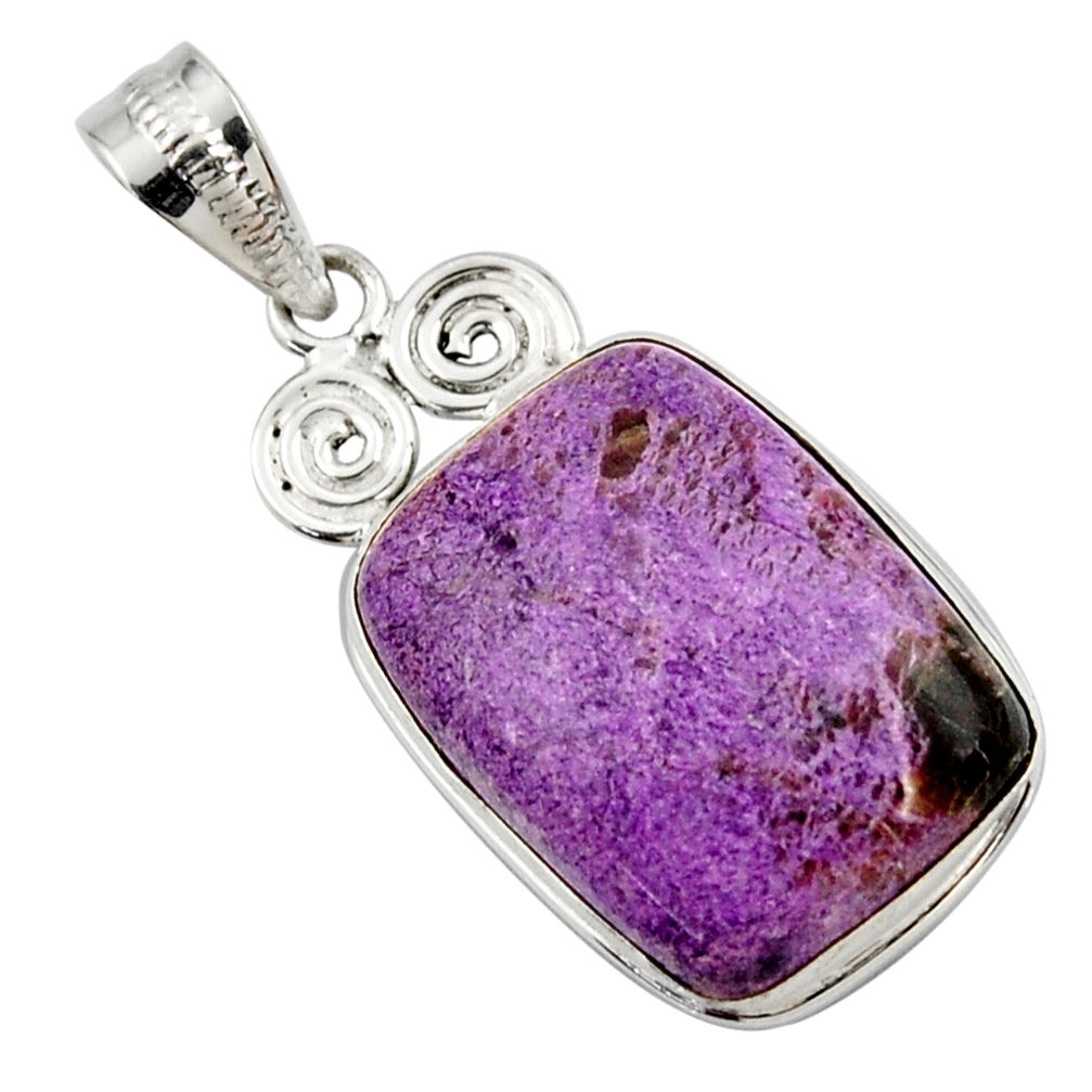 14.72cts natural purple purpurite 925 sterling silver pendant jewelry r27651
