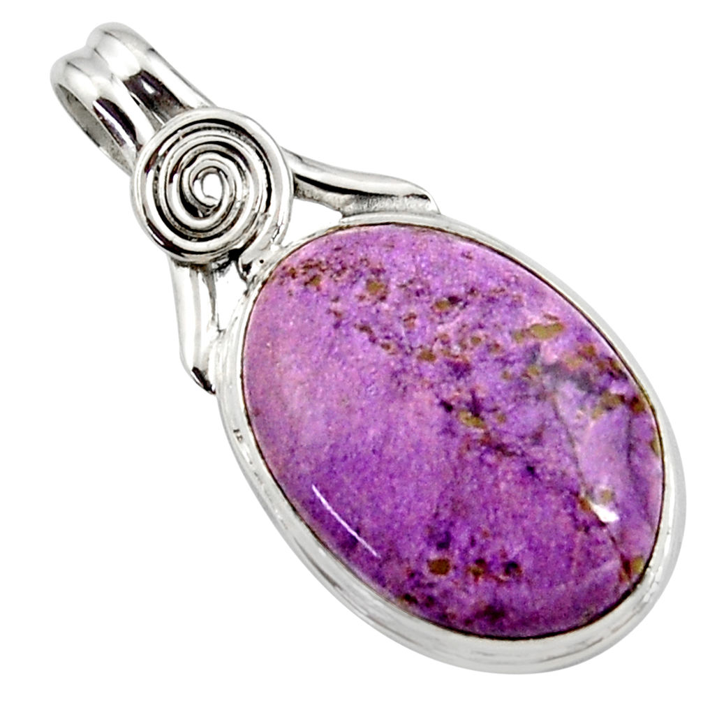 15.08cts natural purple purpurite 925 sterling silver pendant jewelry r27653