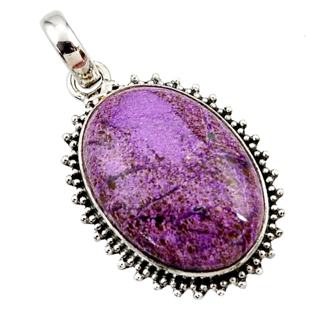 16.70cts natural purple purpurite 925 sterling silver pendant jewelry r27655