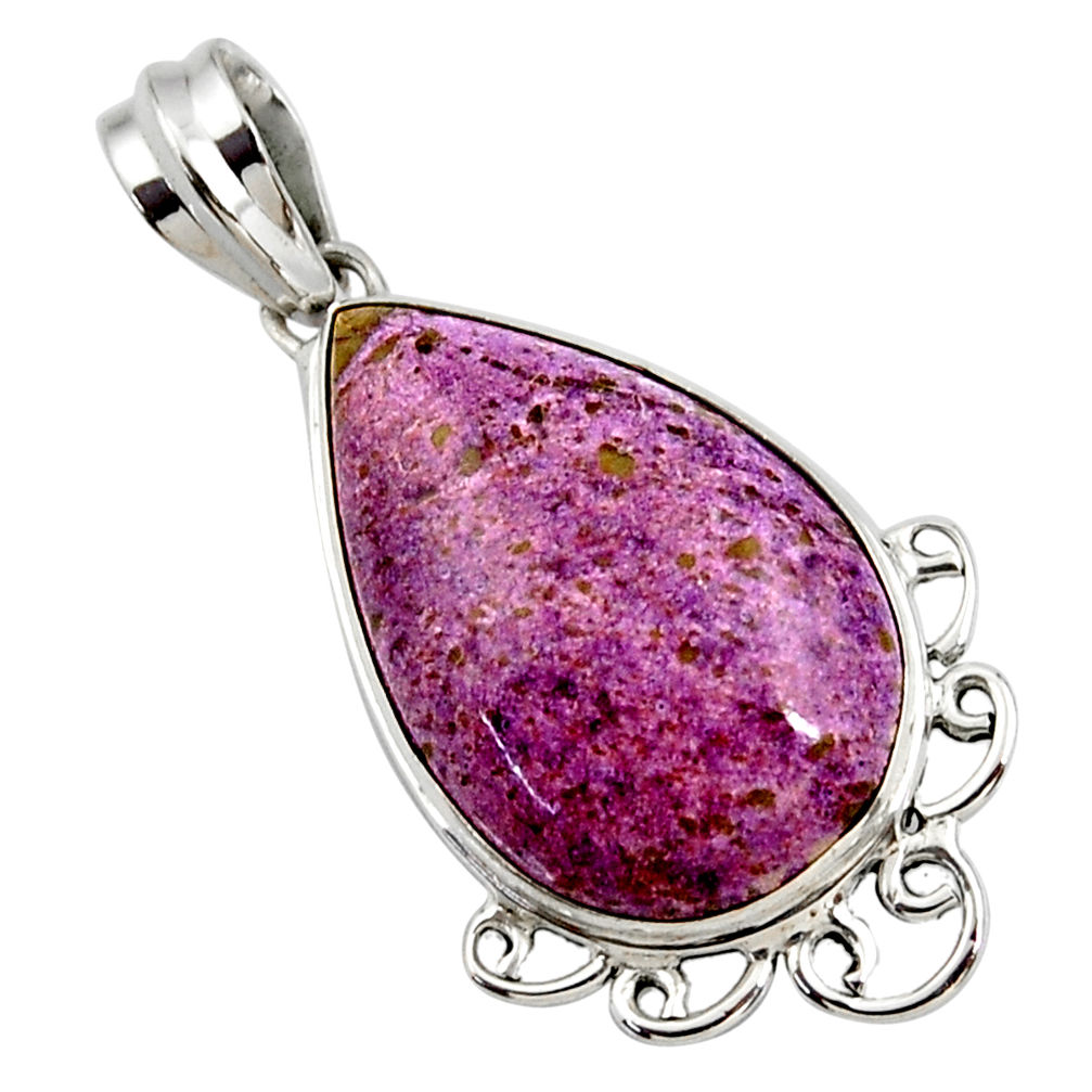 14.68cts natural purple purpurite 925 sterling silver pendant jewelry r27658