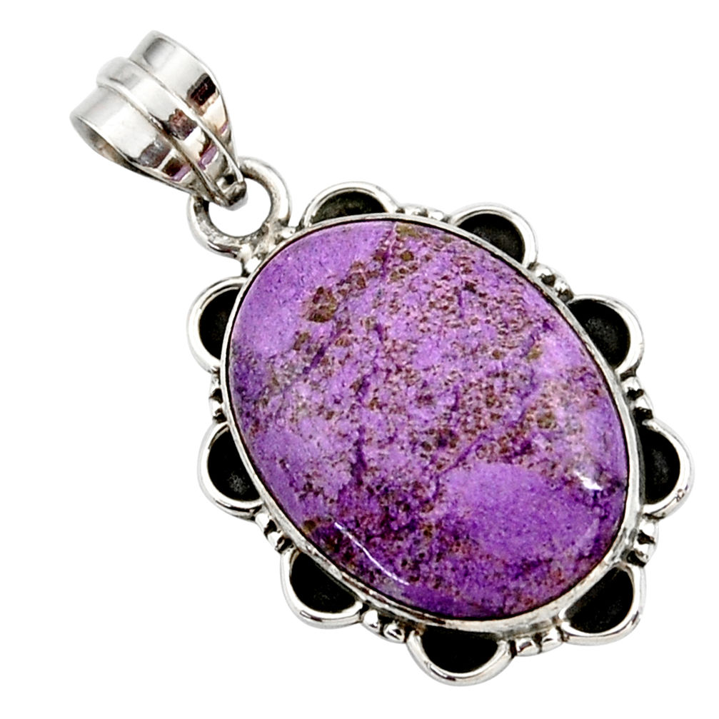 15.08cts natural purple purpurite 925 sterling silver pendant jewelry r27659