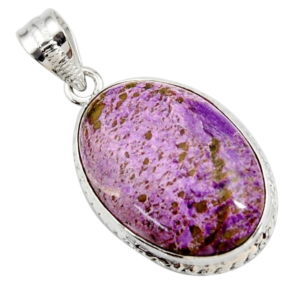 16.73cts natural purple purpurite 925 sterling silver pendant jewelry r27668