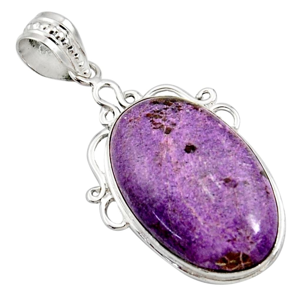 14.72cts natural purple purpurite 925 sterling silver pendant jewelry r27670
