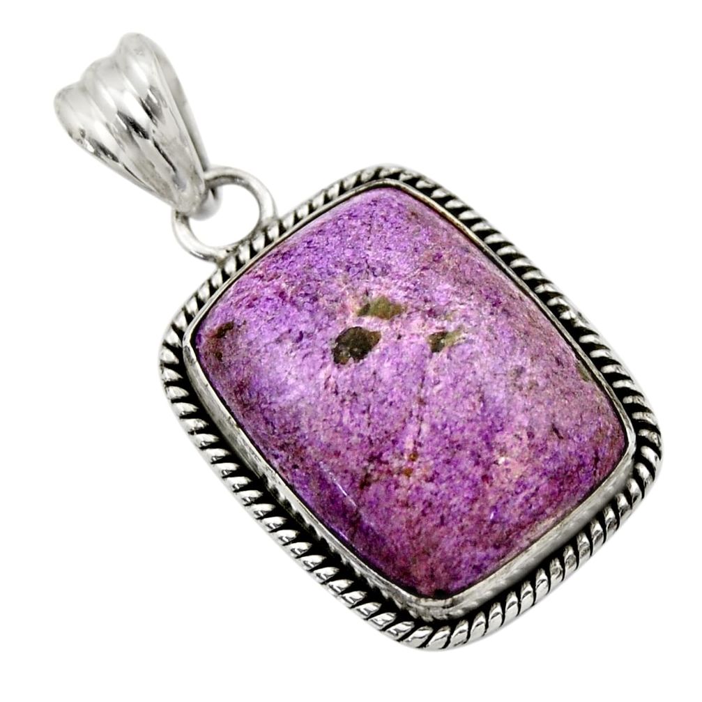 19.72cts natural purple purpurite 925 sterling silver pendant jewelry r29357