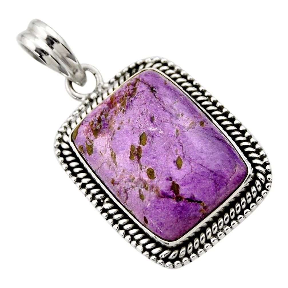 19.82cts natural purple purpurite 925 sterling silver pendant jewelry r29360
