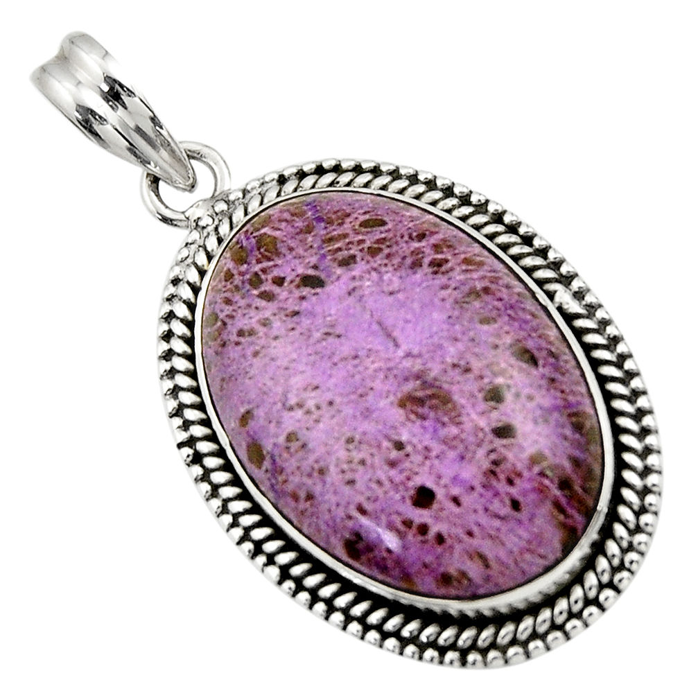 21.72cts natural purple purpurite 925 sterling silver pendant jewelry r31941