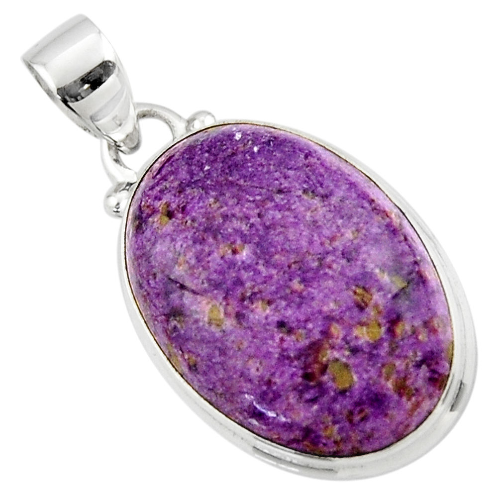 12.62cts natural purple purpurite 925 sterling silver pendant jewelry r46337