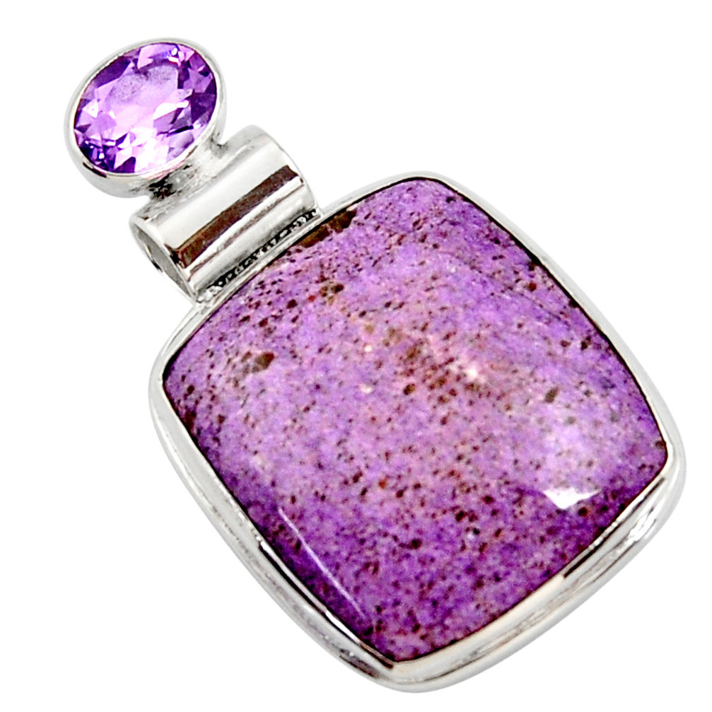 17.57cts natural purple purpurite amethyst 925 sterling silver pendant r27647