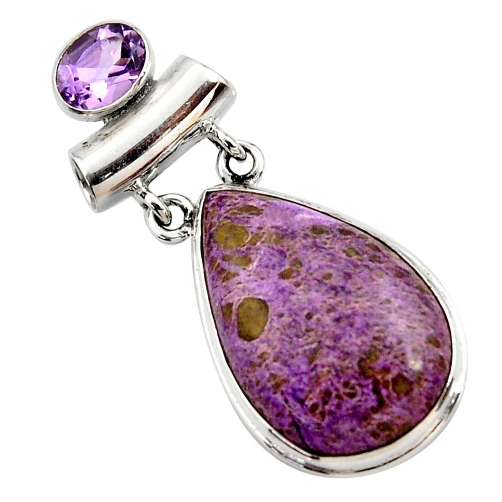 17.57cts natural purple purpurite amethyst 925 sterling silver pendant r27665