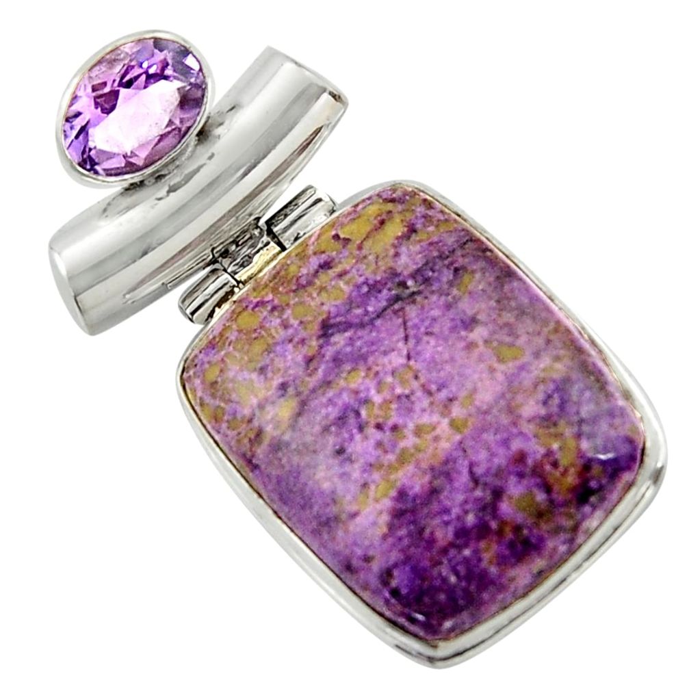 18.70cts natural purple purpurite amethyst 925 sterling silver pendant r41698