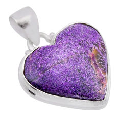 12.07cts natural purple purpurite stichtite 925 silver heart pendant n51167
