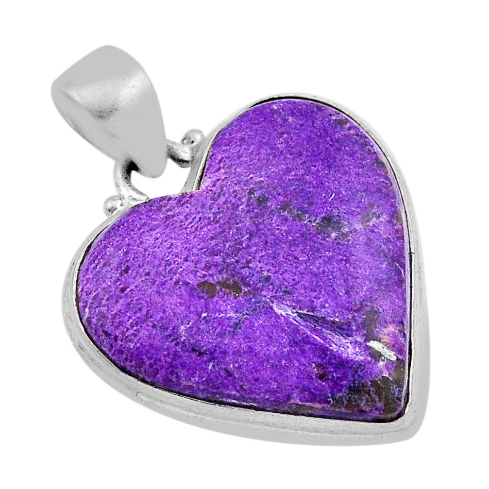 14.14cts natural purple purpurite stichtite 925 sterling silver pendant n44288