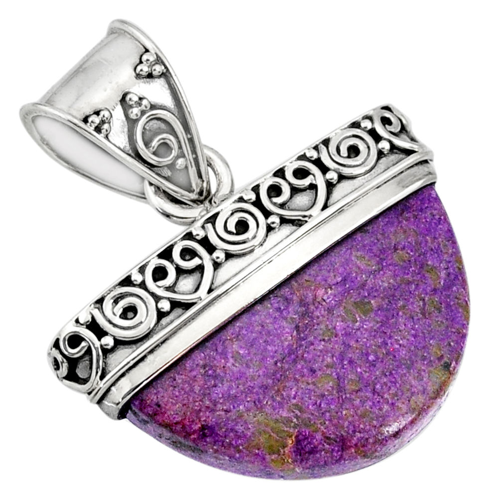 12.60cts natural purple purpurite stichtite 925 sterling silver pendant r85026