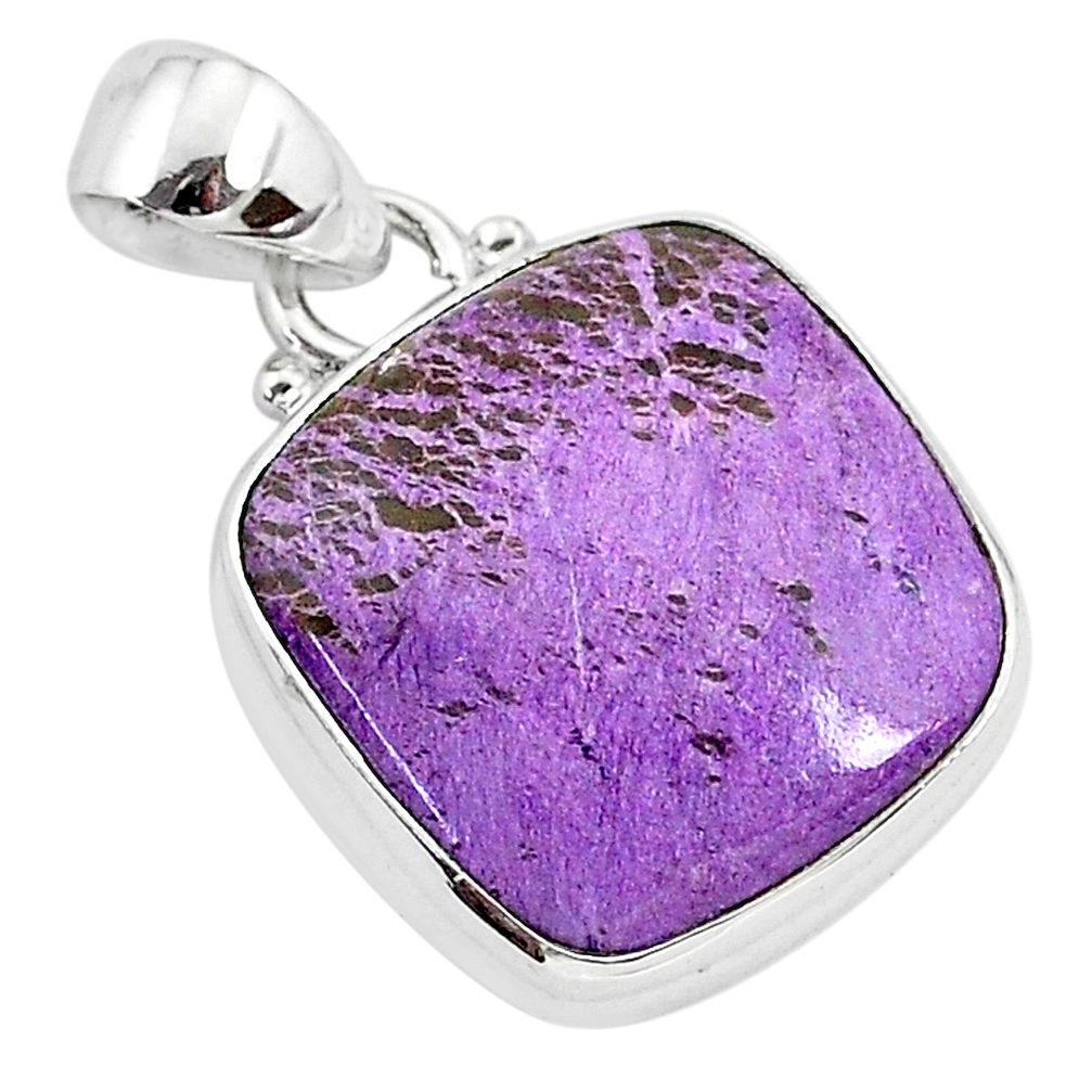11.68cts natural purple purpurite stichtite 925 sterling silver pendant r94389