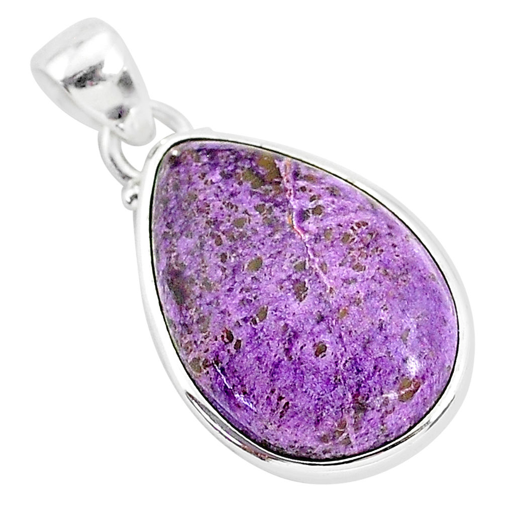 12.22cts natural purple purpurite stichtite 925 sterling silver pendant r94409