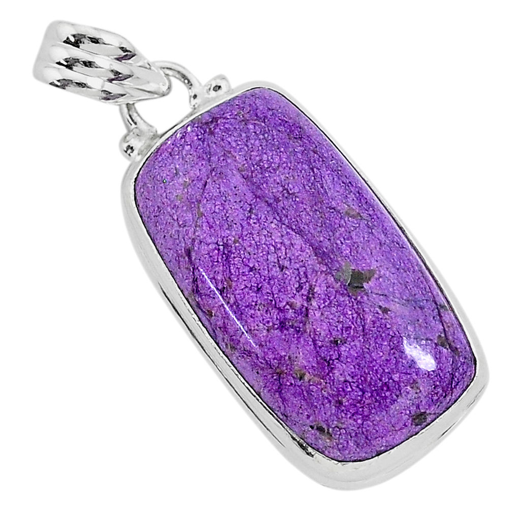 12.58cts natural purple purpurite stichtite 925 sterling silver pendant r94801