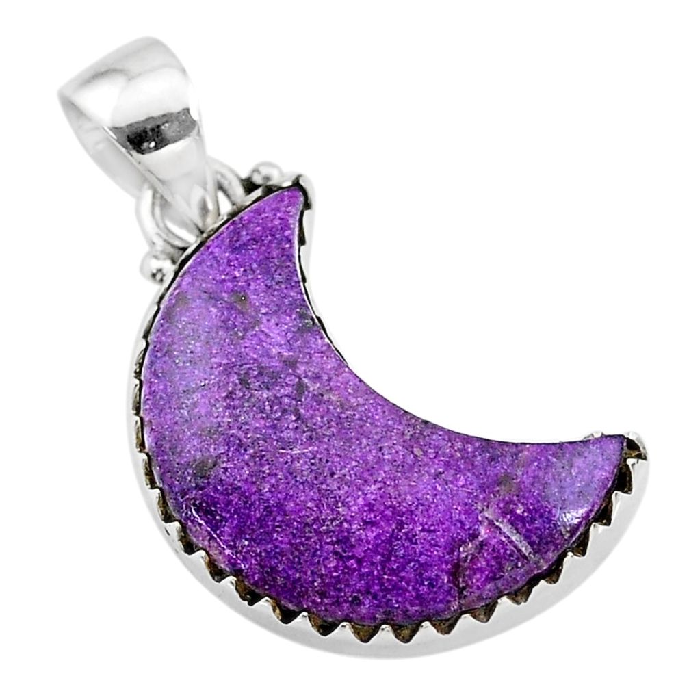 9.72cts moon purple purpurite stichtite 925 sterling silver pendant t21827