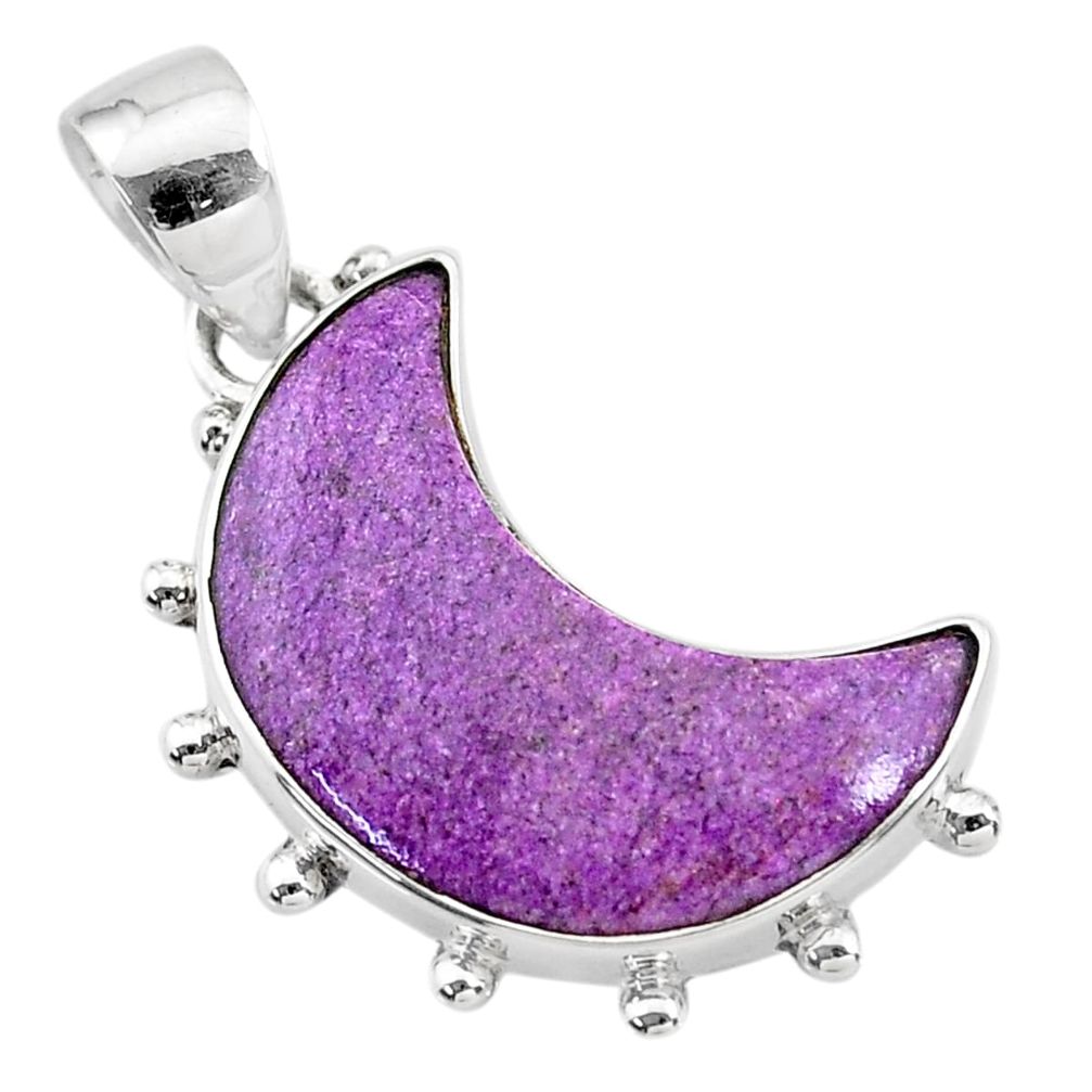 9.18cts natural moon purpurite stichtite 925 sterling silver pendant t21836