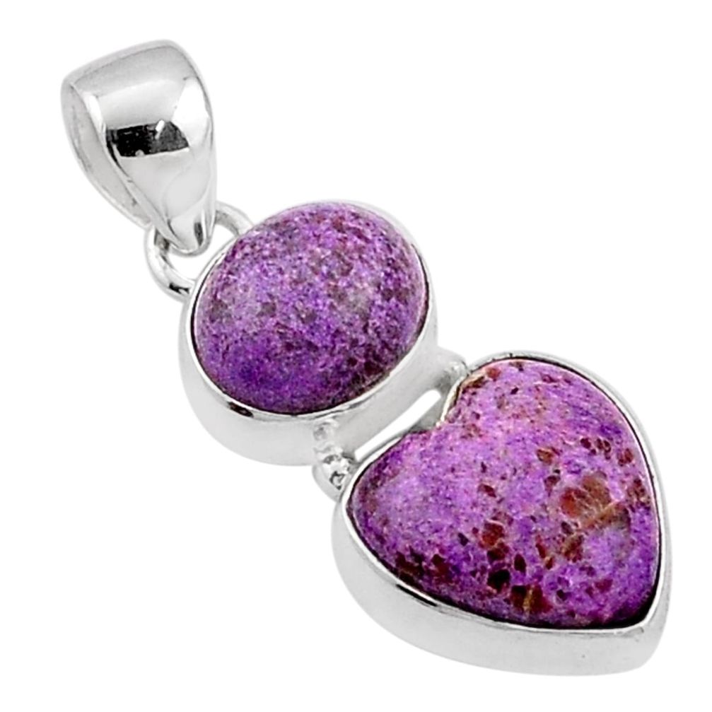 9.05cts natural purple purpurite stichtite 925 sterling silver pendant t83462