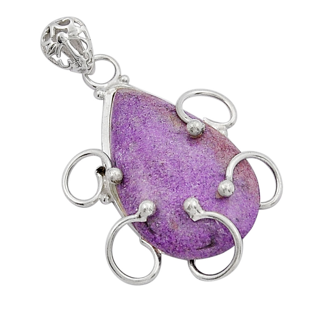 12.67cts natural purple purpurite stichtite 925 sterling silver pendant y21668
