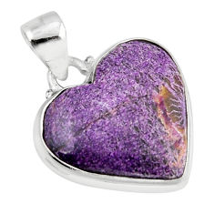 12.70cts natural purple purpurite stichtite 925 sterling silver pendant y52449