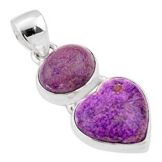 9.20cts natural purple purpurite stichtite heart 925 silver pendant t83468