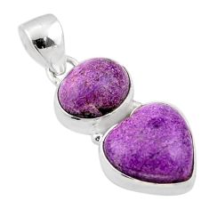 8.70cts natural purple purpurite stichtite heart sterling silver pendant t83469