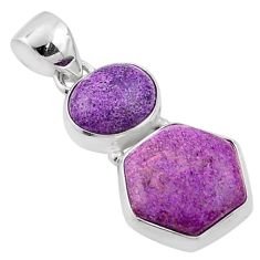 9.05cts natural purple purpurite stichtite hexagon 925 silver pendant t83461